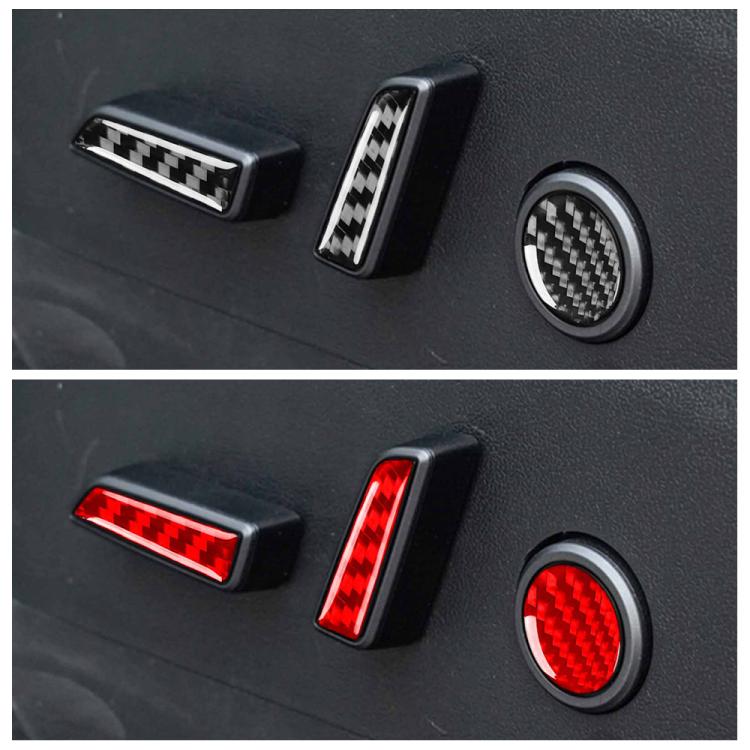 For Tesla Model 3 2023- 5pcs/Set Carbon Fiber Car Seat Adjustment Button Decorative Sticker, Left and Right Drive(Black) - Car Interior Mouldings by buy2fix | Online Shopping UK | buy2fix
