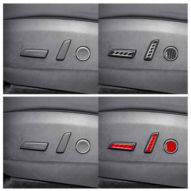 For Tesla Model 3 2023- 5pcs/Set Carbon Fiber Car Seat Adjustment Button Decorative Sticker, Left and Right Drive(Black) - Car Interior Mouldings by buy2fix | Online Shopping UK | buy2fix