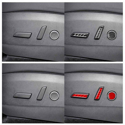 For Tesla Model 3 2023- 5pcs/Set Carbon Fiber Car Seat Adjustment Button Decorative Sticker, Left and Right Drive(Black) - Car Interior Mouldings by buy2fix | Online Shopping UK | buy2fix