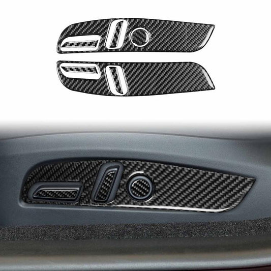 For Tesla Model 3 2023- 7pcs/Set Carbon Fiber Car Seat Adjustment Panel Decorative Sticker, Left Drive(Black) - Car Interior Mouldings by buy2fix | Online Shopping UK | buy2fix