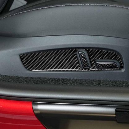 For Tesla Model 3 2023- 7pcs/Set Carbon Fiber Car Seat Adjustment Panel Decorative Sticker, Left Drive(Black) - Car Interior Mouldings by buy2fix | Online Shopping UK | buy2fix