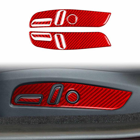 For Tesla Model 3 2023- 7pcs/Set Carbon Fiber Car Seat Adjustment Panel Decorative Sticker, Left Drive(Red) - Car Interior Mouldings by buy2fix | Online Shopping UK | buy2fix