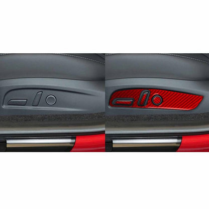 For Tesla Model 3 2023- 7pcs/Set Carbon Fiber Car Seat Adjustment Panel Decorative Sticker, Left Drive(Red) - Car Interior Mouldings by buy2fix | Online Shopping UK | buy2fix