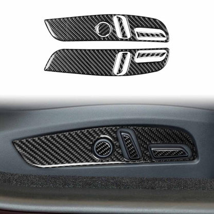 For Tesla Model 3 2023- 7pcs/Set Carbon Fiber Car Seat Adjustment Panel Decorative Sticker, Right Drive(Black) - Car Interior Mouldings by buy2fix | Online Shopping UK | buy2fix