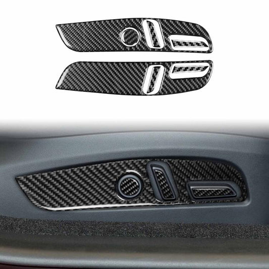 For Tesla Model 3 2023- 7pcs/Set Carbon Fiber Car Seat Adjustment Panel Decorative Sticker, Right Drive(Black) - Car Interior Mouldings by buy2fix | Online Shopping UK | buy2fix