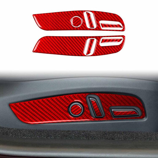 For Tesla Model 3 2023- 7pcs/Set Carbon Fiber Car Seat Adjustment Panel Decorative Sticker, Right Drive(Red) - Car Interior Mouldings by buy2fix | Online Shopping UK | buy2fix