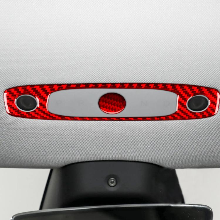 For Tesla Model 3 2023- 2pcs/Set Carbon Fiber Car Reading Light Panel Decorative Sticker, Left and Right Drive(Red) - Car Interior Mouldings by buy2fix | Online Shopping UK | buy2fix