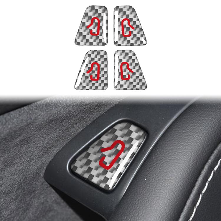 For Tesla Model 3 2019-2023 / Y 2019-2024 4pcs/Set Carbon Fiber Car Door Switch Decorative Sticker with Label, Left and Right Drive(Silver) - Car Interior Mouldings by buy2fix | Online Shopping UK | buy2fix