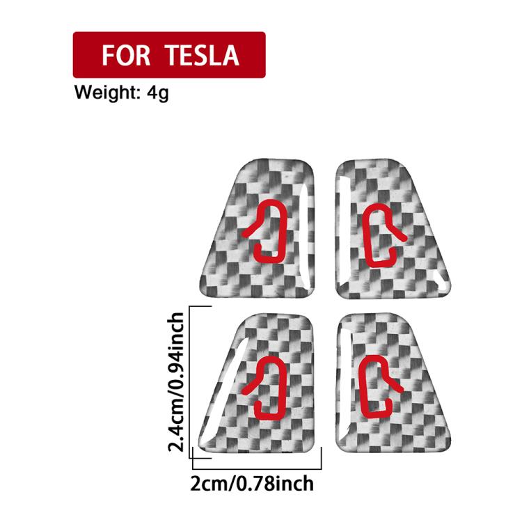 For Tesla Model 3 2019-2023 / Y 2019-2024 4pcs/Set Carbon Fiber Car Door Switch Decorative Sticker with Label, Left and Right Drive(Silver) - Car Interior Mouldings by buy2fix | Online Shopping UK | buy2fix