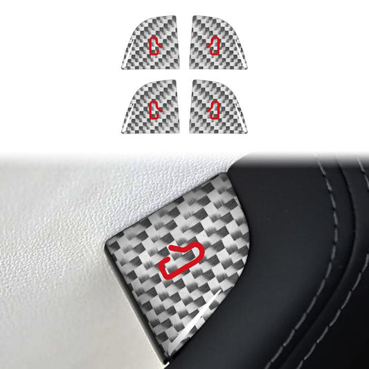 For Tesla Model 3 New Edition 2023+ 4pcs/Set Carbon Fiber Car Door Switch Decorative Sticker with Label, Left and Right Drive(Silver) - Car Interior Mouldings by buy2fix | Online Shopping UK | buy2fix