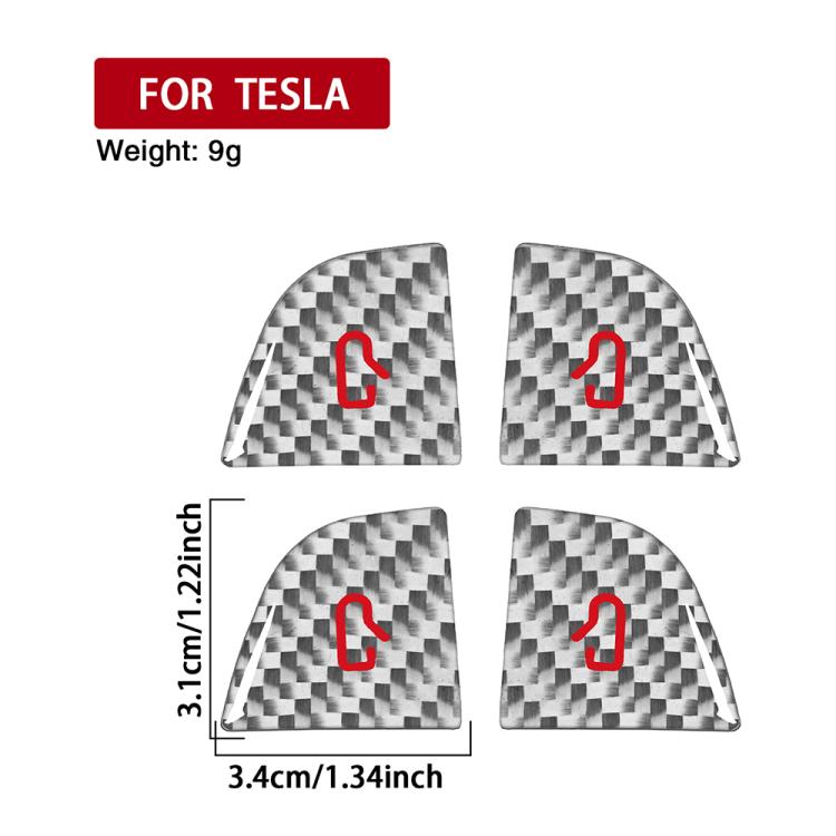 For Tesla Model 3 New Edition 2023+ 4pcs/Set Carbon Fiber Car Door Switch Decorative Sticker with Label, Left and Right Drive(Silver) - Car Interior Mouldings by buy2fix | Online Shopping UK | buy2fix