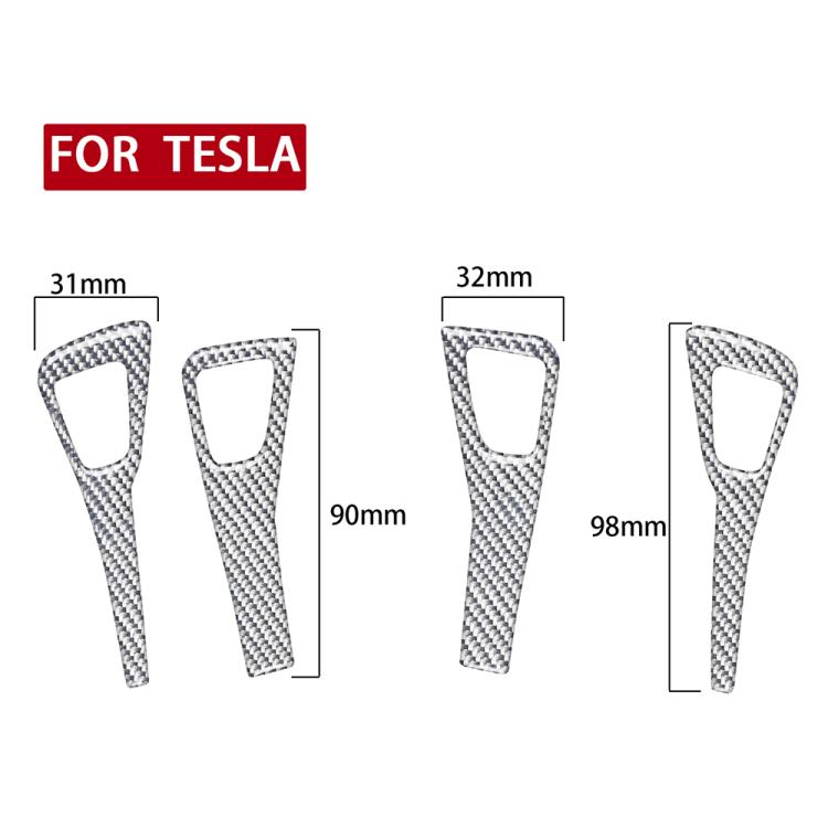 For Tesla Model 3 2017-2022 / Y 2020-2024 4pcs/Set Carbon Fiber Car Door Switch Panel Decorative Sticker, Left and Right Drive(Silver) - Car Interior Mouldings by buy2fix | Online Shopping UK | buy2fix