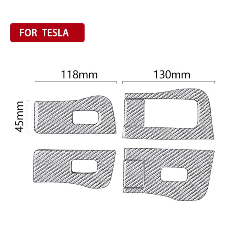 For Tesla Model 3 2017-2022 / Y 2020-2024 6pcs/Set Carbon Fiber Car Window Lift Panel Decorative Sticker, Left Drive(Silver) - Car Interior Mouldings by buy2fix | Online Shopping UK | buy2fix