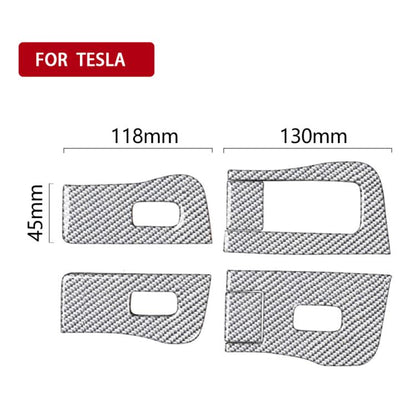 For Tesla Model 3 2017-2022 / Y 2020-2024 6pcs/Set Carbon Fiber Car Window Lift Panel Decorative Sticker, Left Drive(Silver) - Car Interior Mouldings by buy2fix | Online Shopping UK | buy2fix