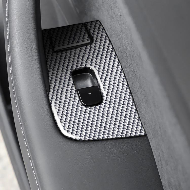 For Tesla Model 3 2017-2022 / Y 2020-2024 6pcs/Set Carbon Fiber Car Window Lift Panel Decorative Sticker, Left Drive(Silver) - Car Interior Mouldings by buy2fix | Online Shopping UK | buy2fix