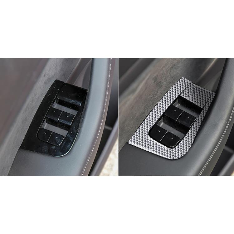 For Tesla Model 3 2017-2022 / Y 2020-2024 6pcs/Set Carbon Fiber Car Window Lift Panel Decorative Sticker, Left Drive(Silver) - Car Interior Mouldings by buy2fix | Online Shopping UK | buy2fix