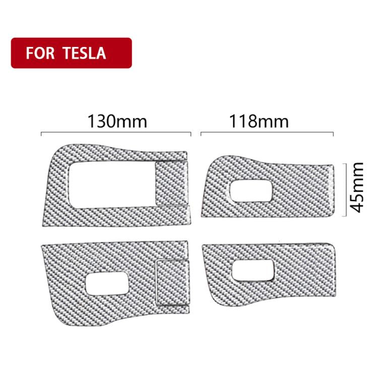 For Tesla Model 3 2017-2022 / Y 2020-2024 6pcs/Set Carbon Fiber Car Window Lift Panel Decorative Sticker, Right Drive(Silver) - Car Interior Mouldings by buy2fix | Online Shopping UK | buy2fix