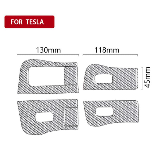 For Tesla Model 3 2017-2022 / Y 2020-2024 6pcs/Set Carbon Fiber Car Window Lift Panel Decorative Sticker, Right Drive(Silver) - Car Interior Mouldings by buy2fix | Online Shopping UK | buy2fix