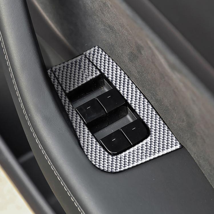 For Tesla Model 3 2017-2022 / Y 2020-2024 6pcs/Set Carbon Fiber Car Window Lift Panel Decorative Sticker, Right Drive(Silver) - Car Interior Mouldings by buy2fix | Online Shopping UK | buy2fix