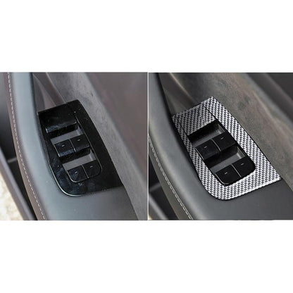 For Tesla Model 3 2017-2022 / Y 2020-2024 6pcs/Set Carbon Fiber Car Window Lift Panel Decorative Sticker, Right Drive(Silver) - Car Interior Mouldings by buy2fix | Online Shopping UK | buy2fix