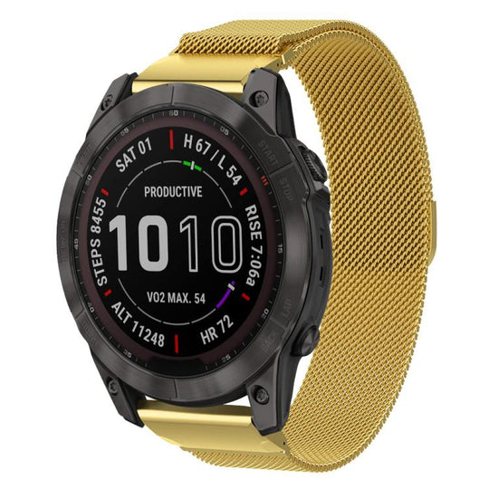 For Garmin Fenix 8/7X/6X/5X 26mm xDfind Milanese Quick Fit Metal Watch Band(Gold)