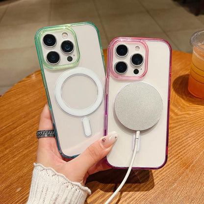 For iPhone Air Contrast Color Gradient Transparent MagSafe Phone Case(Purple Pink + Light Purple) - iPhone Air Cases by buy2fix | Online Shopping UK | buy2fix