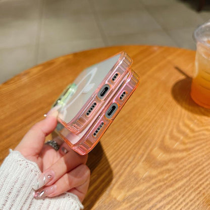 For iPhone 17 Contrast Color Gradient Transparent MagSafe Phone Case(Blue Green + Pink) - iPhone 17 Cases by buy2fix | Online Shopping UK | buy2fix