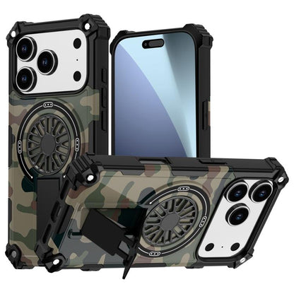 For iPhone 17 Pro Camouflage Kickstand Rotating Shaft MagSafe Phone Case(Army Green Camouflage) - iPhone 17 Pro Cases by buy2fix | Online Shopping UK | buy2fix