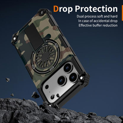 For iPhone 17 Pro Camouflage Kickstand Rotating Shaft MagSafe Phone Case(Army Green Camouflage) - iPhone 17 Pro Cases by buy2fix | Online Shopping UK | buy2fix