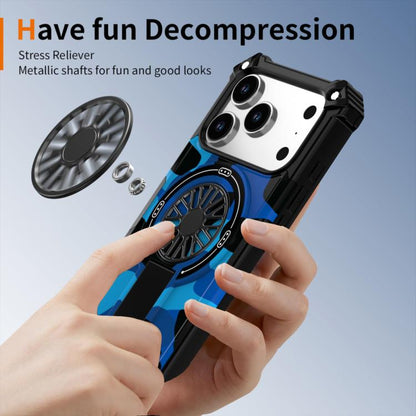 For iPhone 17 Pro Camouflage Kickstand Rotating Shaft MagSafe Phone Case(Blue Camouflage) - iPhone 17 Pro Cases by buy2fix | Online Shopping UK | buy2fix