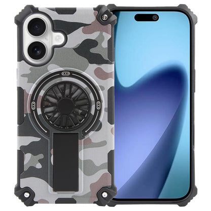 For iPhone 17 Camouflage Kickstand Rotating Shaft MagSafe Phone Case(Army Green Camouflage) - iPhone 17 Cases by buy2fix | Online Shopping UK | buy2fix