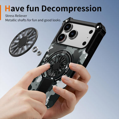 For iPhone 17 Camouflage Kickstand Rotating Shaft MagSafe Phone Case(Grey Camouflage) - iPhone 17 Cases by buy2fix | Online Shopping UK | buy2fix