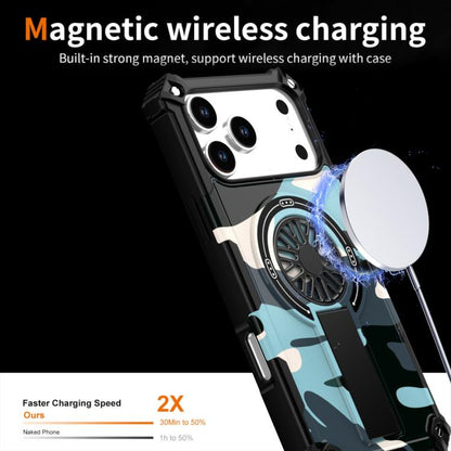 For iPhone 17 Camouflage Kickstand Rotating Shaft MagSafe Phone Case(Bright Green Branches) - iPhone 17 Cases by buy2fix | Online Shopping UK | buy2fix