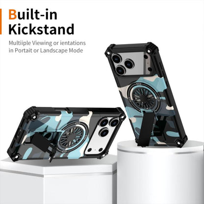For iPhone 17 Camouflage Kickstand Rotating Shaft MagSafe Phone Case(Green Camouflage) - iPhone 17 Cases by buy2fix | Online Shopping UK | buy2fix