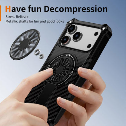 For iPhone 17 Camouflage Kickstand Rotating Shaft MagSafe Phone Case(Carbon Fiber Black) - iPhone 17 Cases by buy2fix | Online Shopping UK | buy2fix