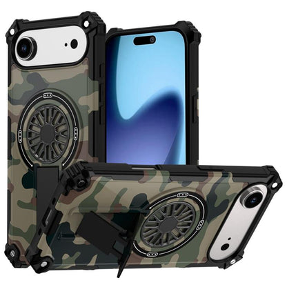 For iPhone Air Camouflage Kickstand Rotating Shaft MagSafe Phone Case(Army Green Camouflage) - iPhone Air Cases by buy2fix | Online Shopping UK | buy2fix