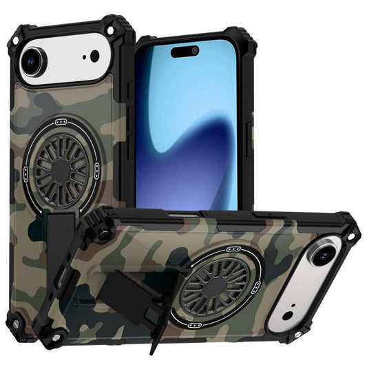 For iPhone Air Camouflage Kickstand Rotating Shaft MagSafe Phone Case(Army Green Camouflage) - iPhone Air Cases by buy2fix | Online Shopping UK | buy2fix