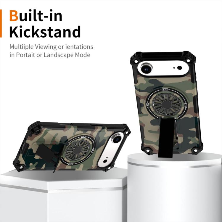 For iPhone Air Camouflage Kickstand Rotating Shaft MagSafe Phone Case(Army Green Camouflage) - iPhone Air Cases by buy2fix | Online Shopping UK | buy2fix
