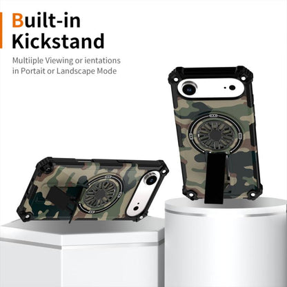 For iPhone Air Camouflage Kickstand Rotating Shaft MagSafe Phone Case(Army Green Camouflage) - iPhone Air Cases by buy2fix | Online Shopping UK | buy2fix