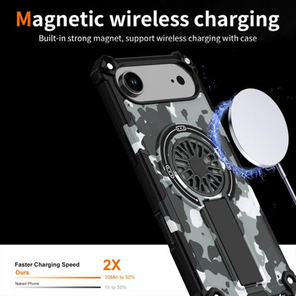 For iPhone Air Camouflage Kickstand Rotating Shaft MagSafe Phone Case(Grey Camouflage) - iPhone Air Cases by buy2fix | Online Shopping UK | buy2fix