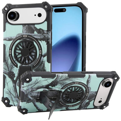 For iPhone Air Camouflage Kickstand Rotating Shaft MagSafe Phone Case(Bright Green Branches) - iPhone Air Cases by buy2fix | Online Shopping UK | buy2fix