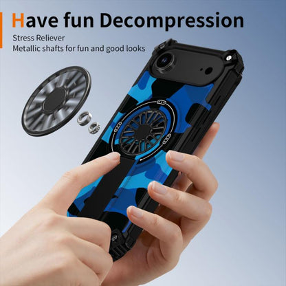 For iPhone Air Camouflage Kickstand Rotating Shaft MagSafe Phone Case(Blue Camouflage) - iPhone Air Cases by buy2fix | Online Shopping UK | buy2fix