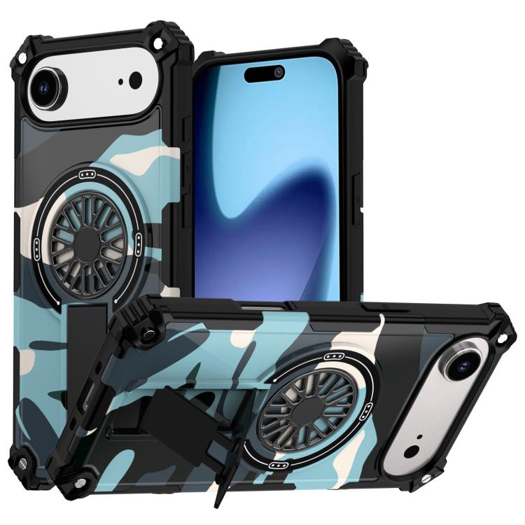 For iPhone Air Camouflage Kickstand Rotating Shaft MagSafe Phone Case(Green Camouflage) - iPhone Air Cases by buy2fix | Online Shopping UK | buy2fix