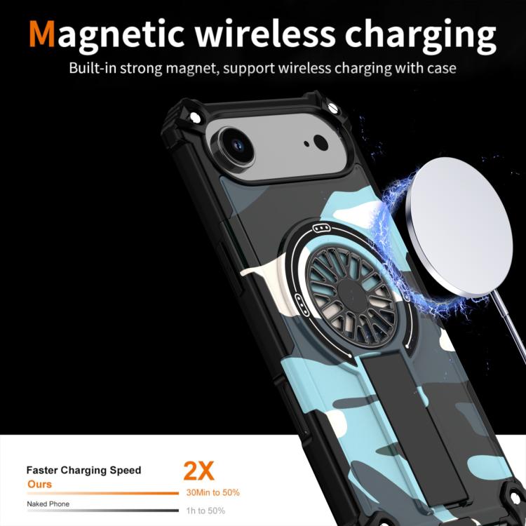 For iPhone Air Camouflage Kickstand Rotating Shaft MagSafe Phone Case(Green Camouflage) - iPhone Air Cases by buy2fix | Online Shopping UK | buy2fix