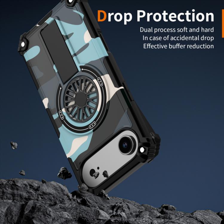 For iPhone Air Camouflage Kickstand Rotating Shaft MagSafe Phone Case(Green Camouflage) - iPhone Air Cases by buy2fix | Online Shopping UK | buy2fix