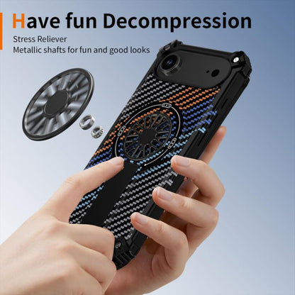 For iPhone Air Camouflage Kickstand Rotating Shaft MagSafe Phone Case(Carbon Fiber Rainbow) - iPhone Air Cases by buy2fix | Online Shopping UK | buy2fix