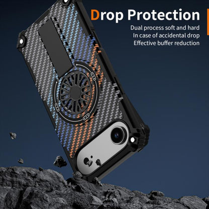 For iPhone Air Camouflage Kickstand Rotating Shaft MagSafe Phone Case(Carbon Fiber Rainbow) - iPhone Air Cases by buy2fix | Online Shopping UK | buy2fix