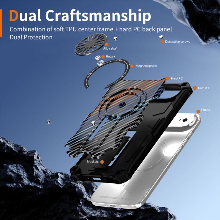 For iPhone Air Camouflage Kickstand Rotating Shaft MagSafe Phone Case(Carbon Fiber Rainbow) - iPhone Air Cases by buy2fix | Online Shopping UK | buy2fix