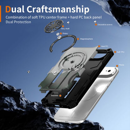 For iPhone Air Camouflage Kickstand Rotating Shaft MagSafe Phone Case(Carbon Fiber Grey) - iPhone Air Cases by buy2fix | Online Shopping UK | buy2fix