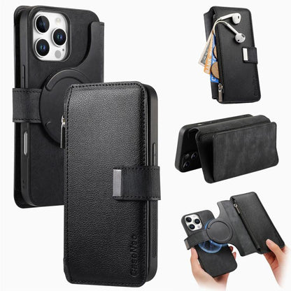 For iPhone 16 Pro Max CaseNeo MagSafe RFID Anti-theft Zipper Wallet Retro Leather Phone Case(Black) - iPhone 16 Pro Max Cases by CaseNeo | Online Shopping UK | buy2fix
